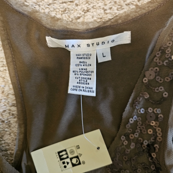 New Max Studio Sequin Cocktail Dress, mini, size L Brown - Picture 2 of 4